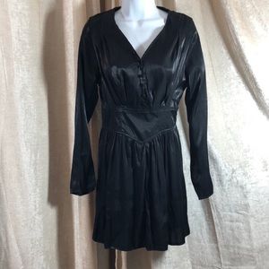 Nasty Gal Shimmering Corset Waist Shirt Black Mini Dress Size 4